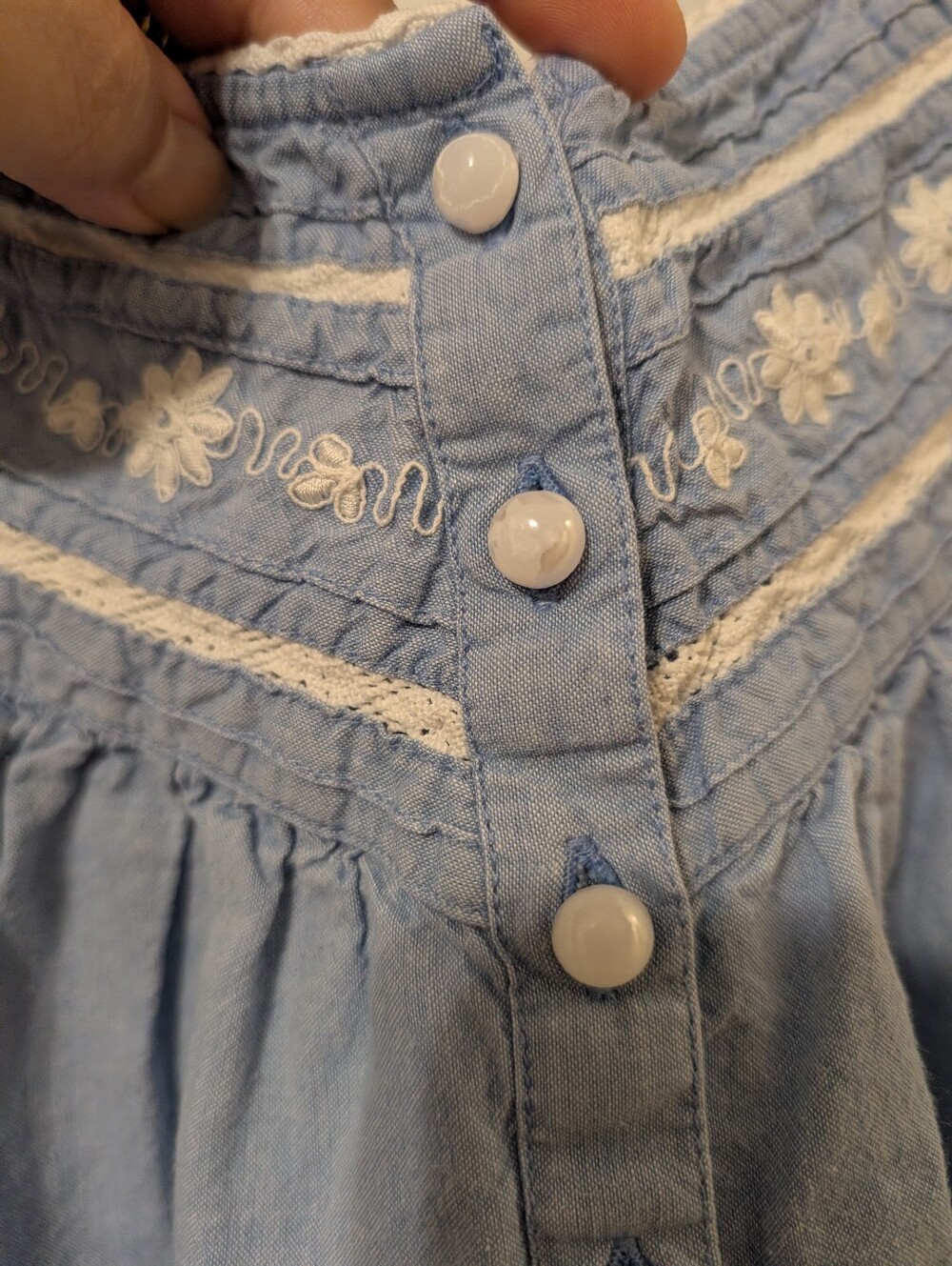 Women's Blue Sleeveless Cotton Nightdress with Embroidered Yoke - Picture 9 of 9